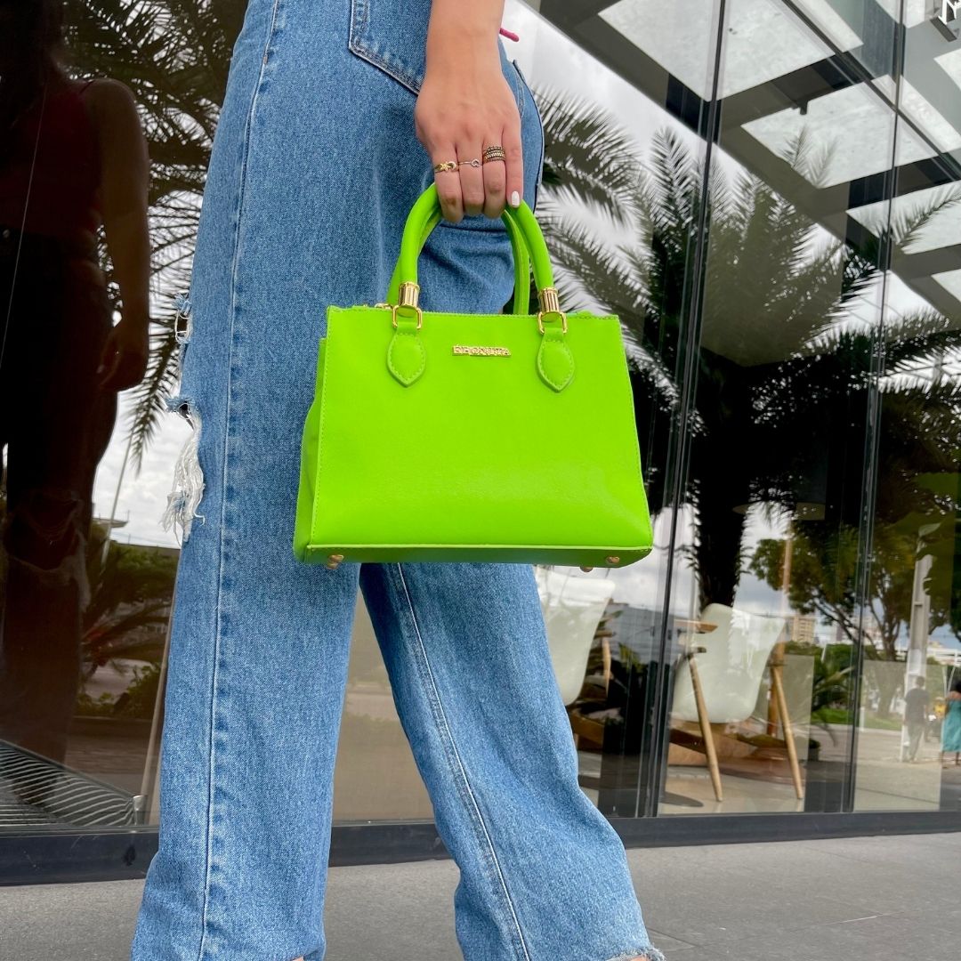BOLSA LOLLA COURO LEGÍTIMO VERDE TAMANHO M