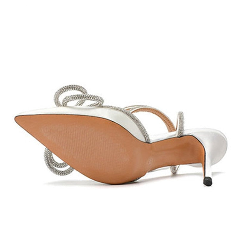 SCARPIN PARIS SALTO 9CM FINO COM STRASS BRANCO